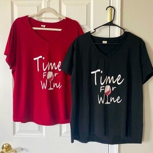 2 SET TIME FOR WINE SHIRTS TOPS LOUNGEWEAR SZ 2XL